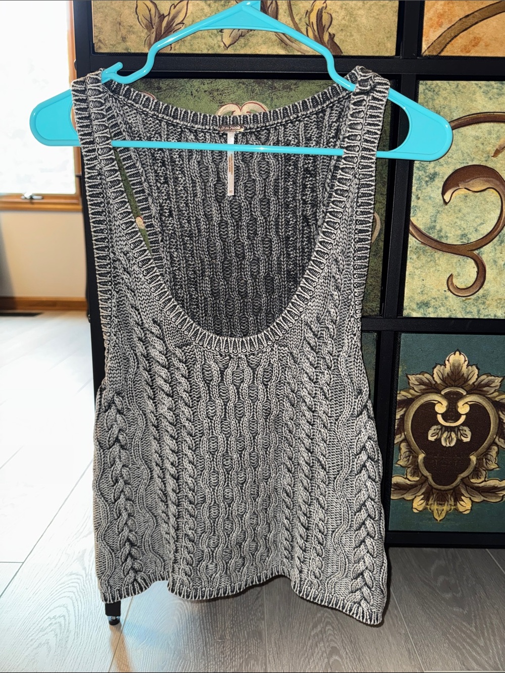Free People Gray Cable Knit Tank Top